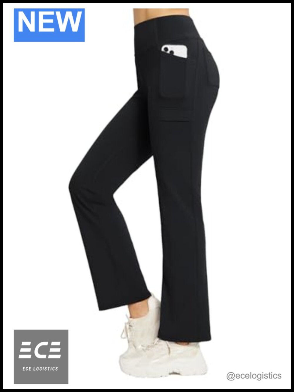 Fleece Lined Pants Warm Thermal Winter High Waist Bootcut Pockets